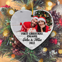 Thumbnail for Custom First Christmas Engaged Personalized Christmas Premium Ceramic Ornaments Sets for Christmas Tree