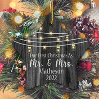 Thumbnail for Our First Christmas As Mr and Mrs Personalized Christmas Premium Ceramic Ornaments Sets for Christmas Tree