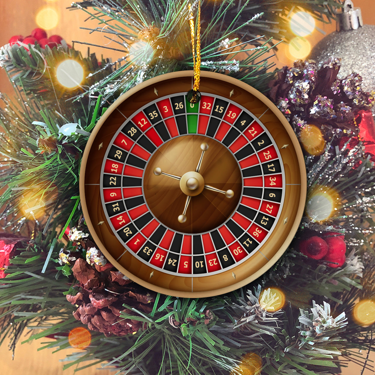 Funny Casino Roulette Table Personalized Christmas Premium Ceramic Ornaments Sets for Christmas Tree