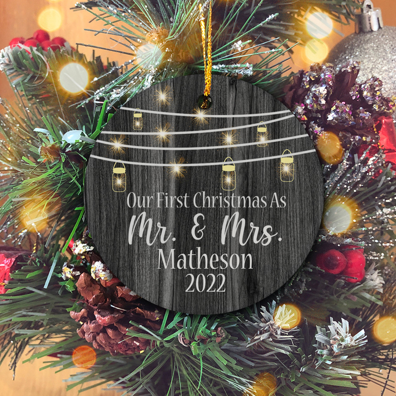 Our First Christmas As Mr and Mrs Personalized Christmas Premium Ceramic Ornaments Sets for Christmas Tree