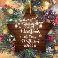 Thumbnail for Our First Christmas Married as Mr and Mrs Personalized Christmas Premium Ceramic Ornaments Sets