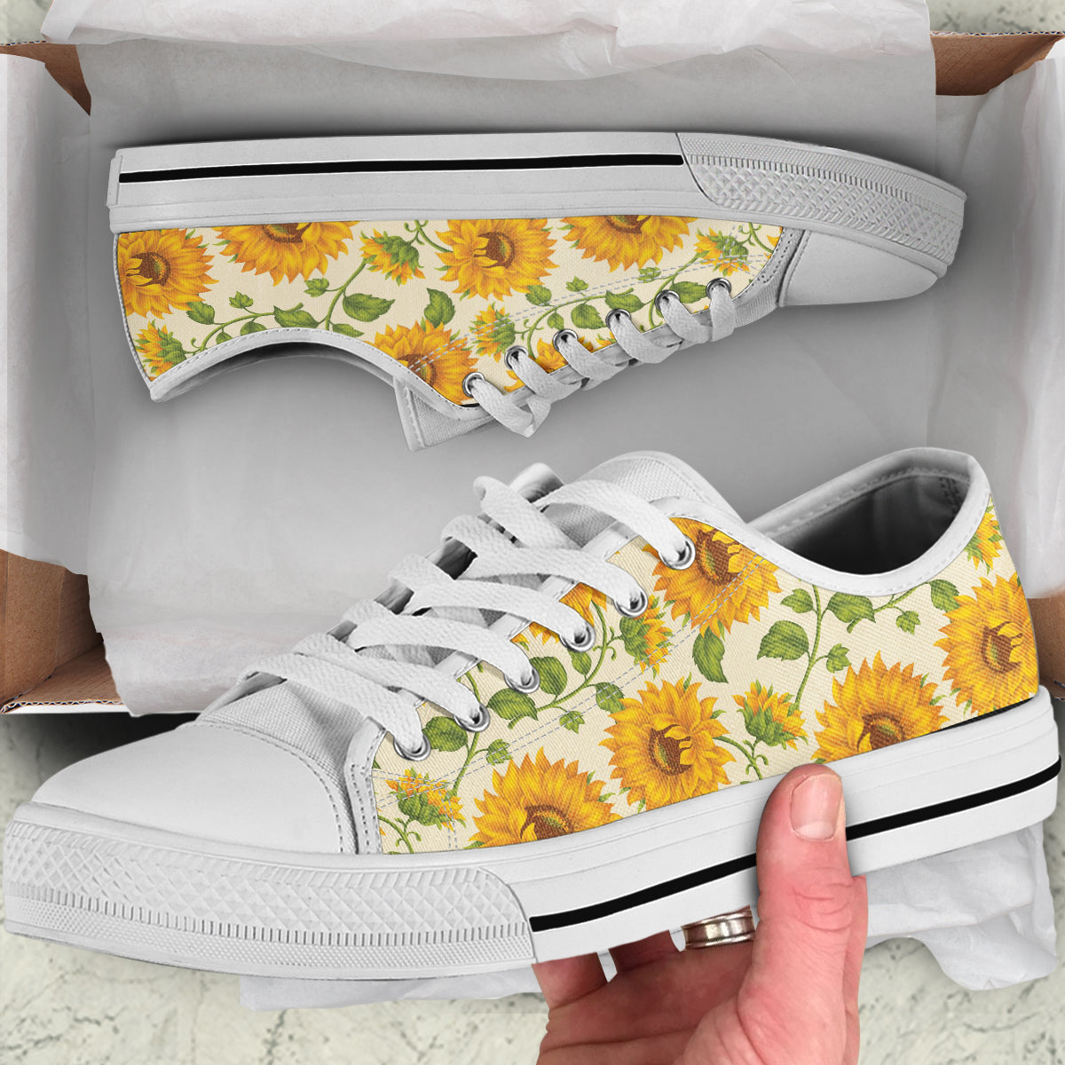 Sunflower Style 02 Low Cut Canvas Shoes for Men Women 3D Prints Fashion Sneakers Custom Shoes