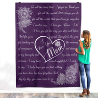 Thumbnail for Mom Heart I Love You Fleece Sherpa Blanket Bed Throw Size Tapestry Wall Hanging