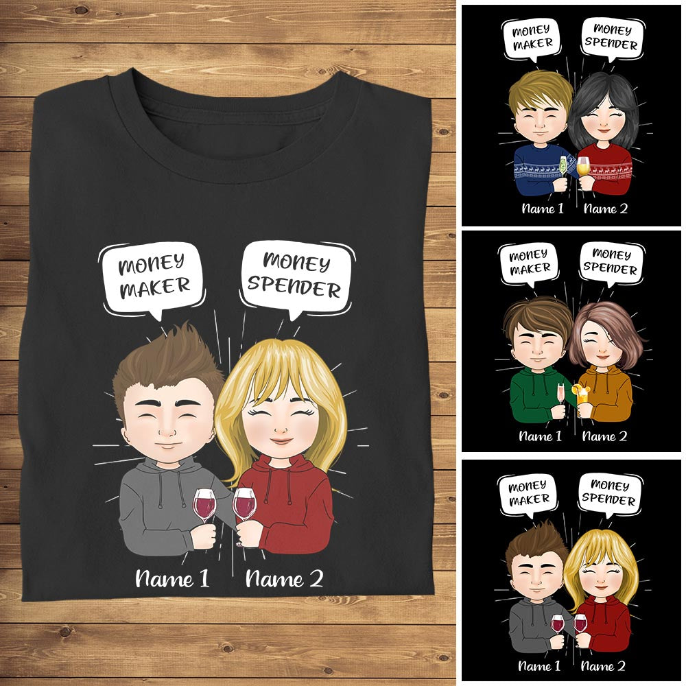 Money Maker Money Spender Personalized Custom Shirts for Men Woman Loving Gift For Couple Husband, Wife Valentine day