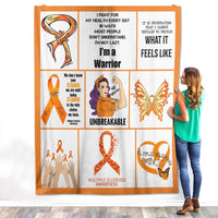 Thumbnail for Multiple Sclerosis Awareness MS Orange Ribbon Symbol Survivor Warrior Fighter Fleece Sherpa Blanket