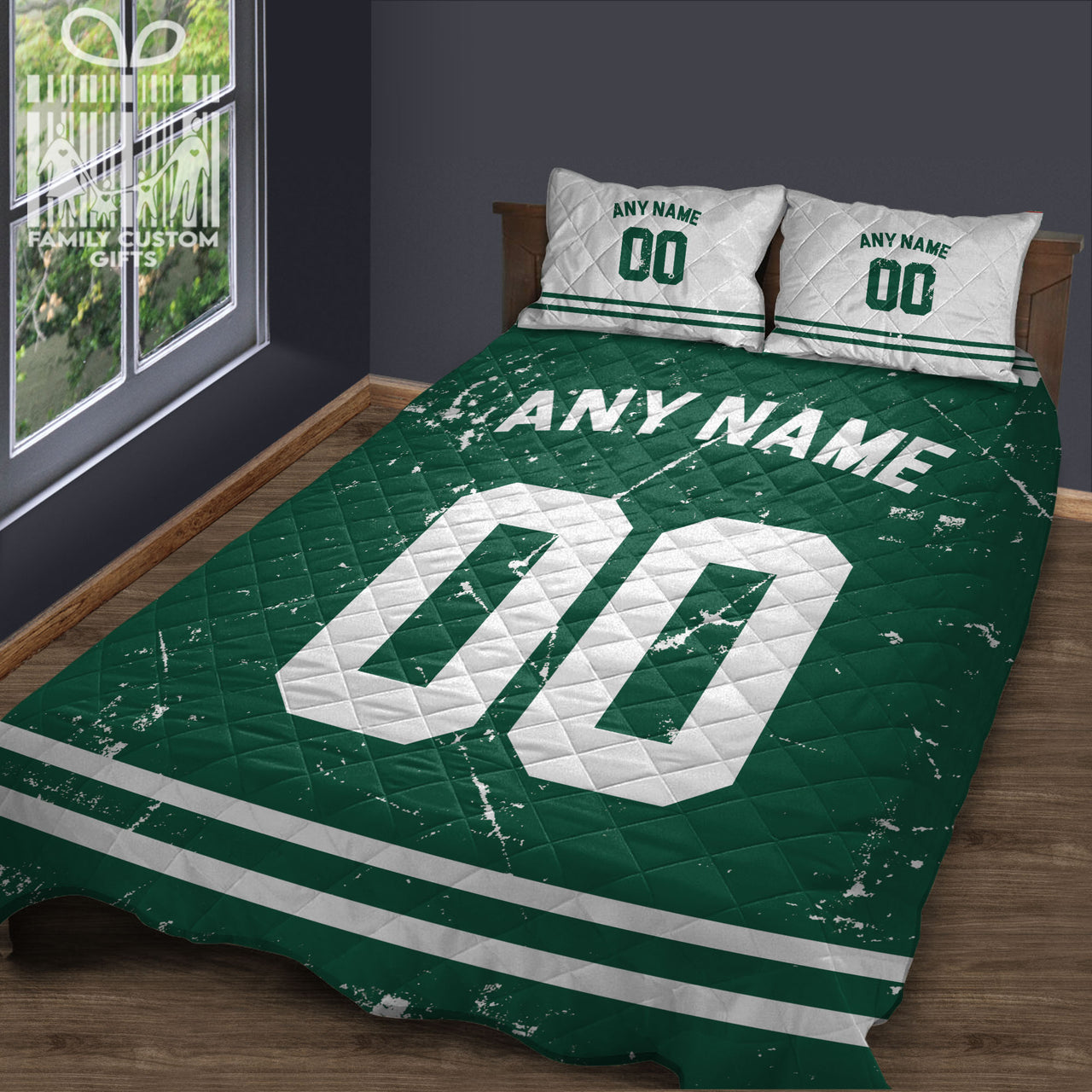 Custom Quilt Sets New York Jersey Personalized Football Premium Quilt Bedding for Men Women