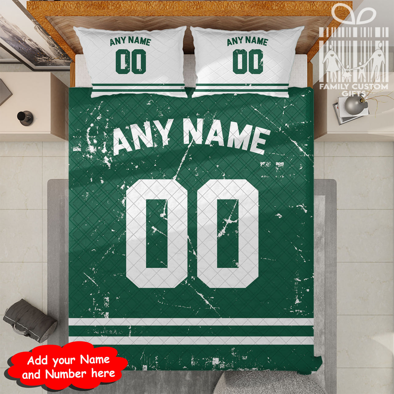 Custom Quilt Sets New York Jersey Personalized Football Premium Quilt Bedding for Men Women