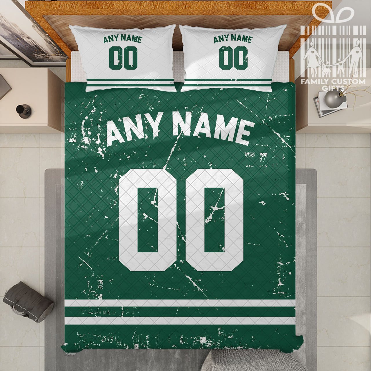 Custom Quilt Sets New York Jersey Personalized Football Premium Quilt Bedding for Men Women