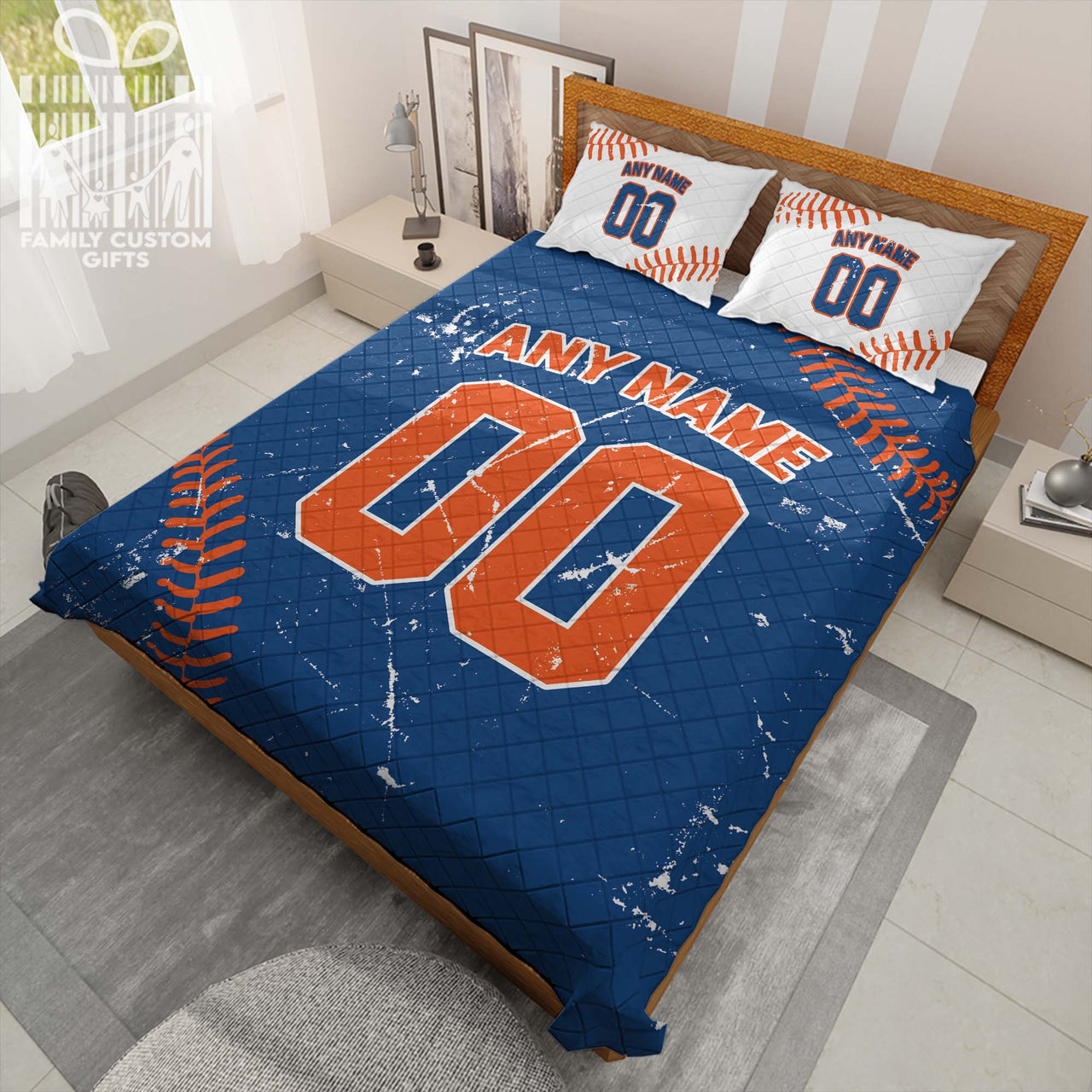 Custom Premium Quilt Blanket New York Jersey Baseball Personalized