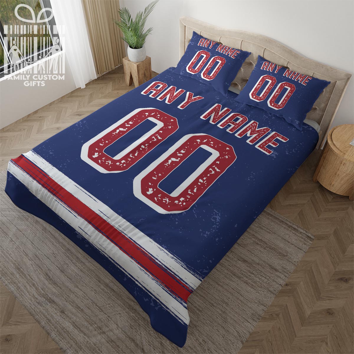Custom Quilt Sets New York Jersey Personalized Ice hockey Premium Quilt Bedding for Men Women