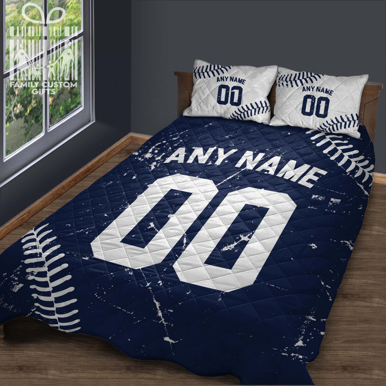 Custom Quilt Sets New York Jersey Personalized Baseball Premium Quilt Bedding for Men Women