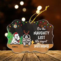 Thumbnail for Funny Pets On The Naughty List We Regret Nothing Personalized Custom Name Acrylic Ornaments