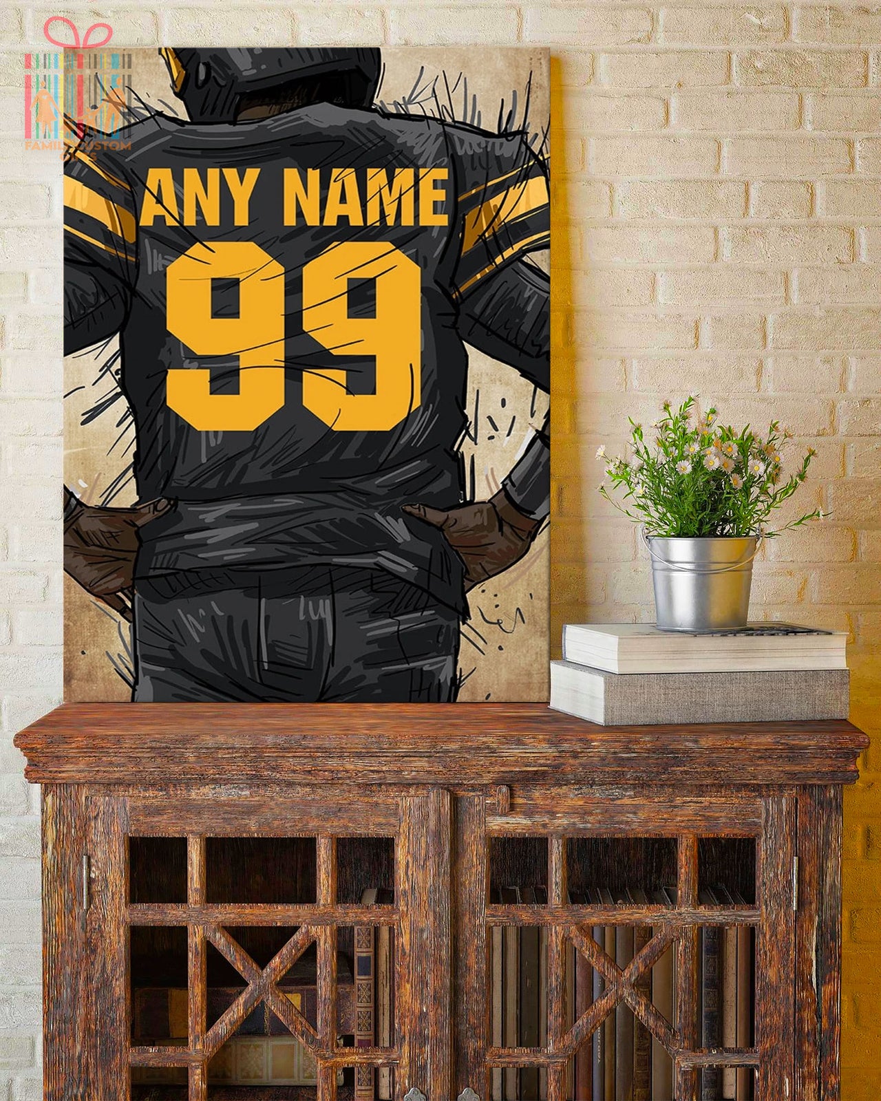 Pittsburgh Steelers Jersey Custom Canvas Print Wall Art for Boy Girl Men Women American Football Personalized Canvas Art