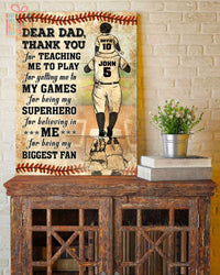 Thumbnail for Custom Canvas Print Wall Art Baseball Dear Dad Thank You For Teaching Me To Play Personalized Canvas Art