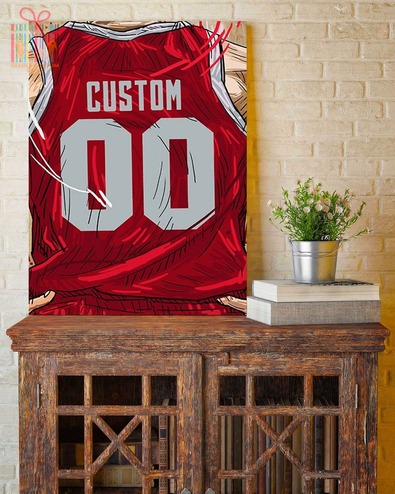 Houston Cougars Jersey Custom Canvas Print Wall Art for Boy Girl Men Women Basketball Personalized Canvas Art