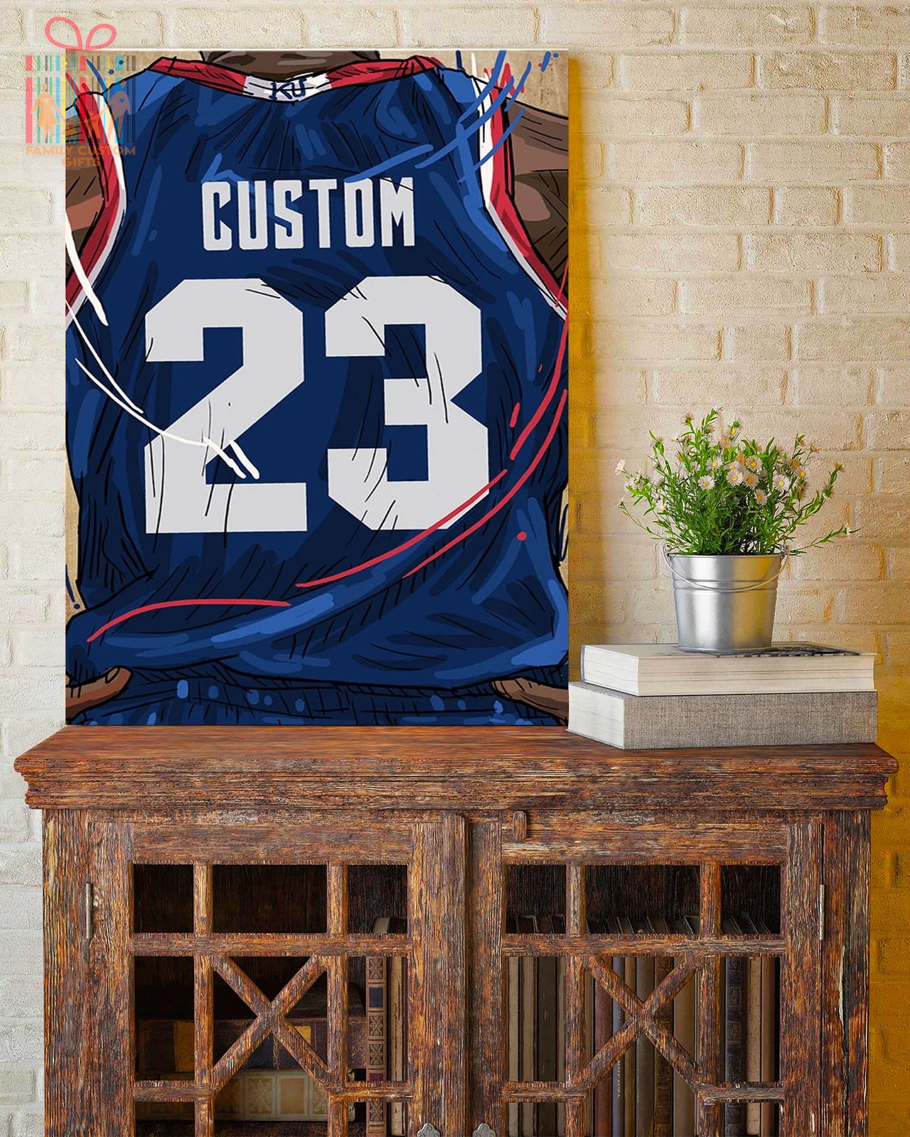 Kansas Jayhawks Jersey Custom Canvas Print Wall Art for Boy Girl Men Women Basketball Personalized Canvas Art