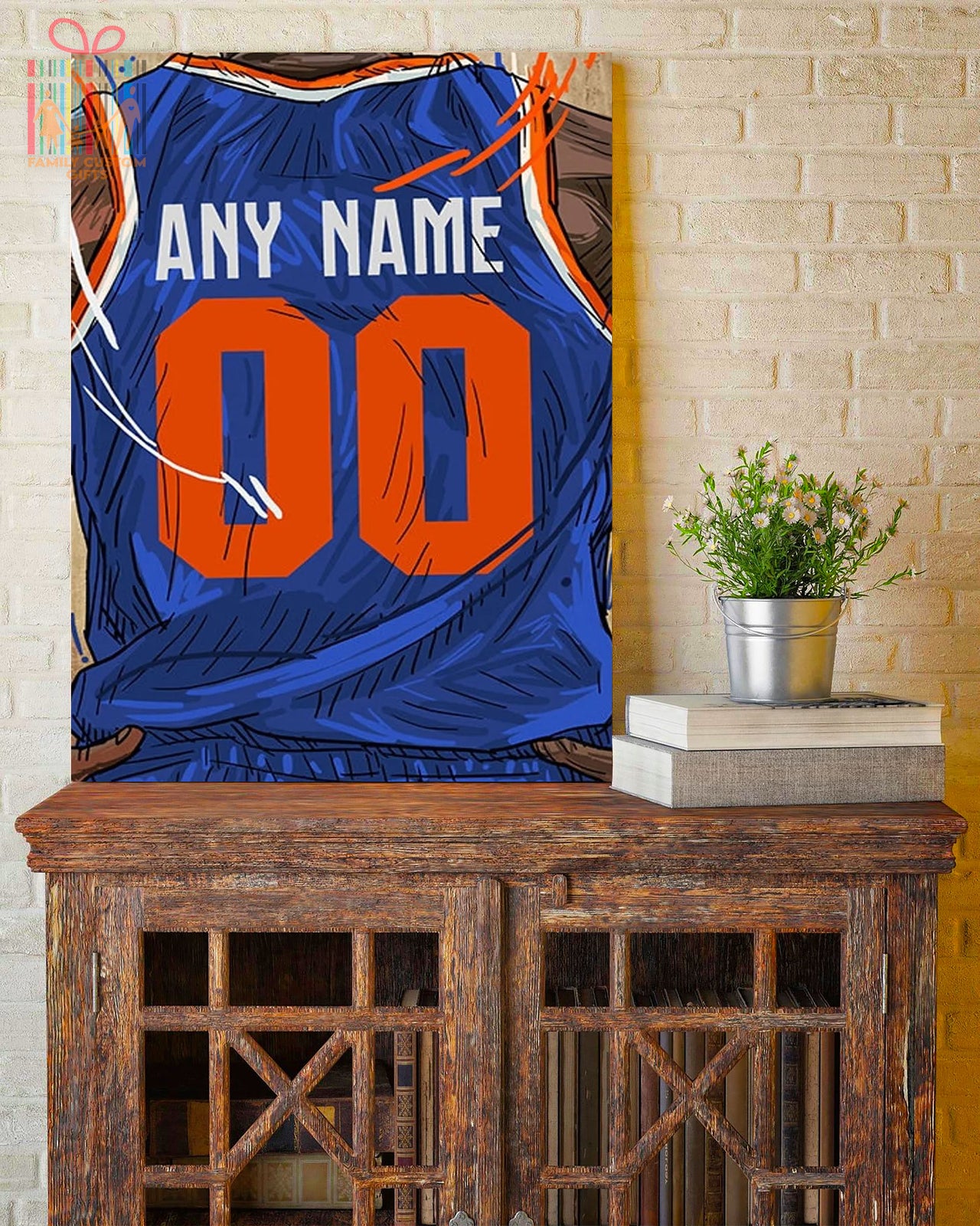 New York Knicks Jersey Custom Canvas Print Wall Art for Boy Girl Men Women Basketball Personalized Canvas Art