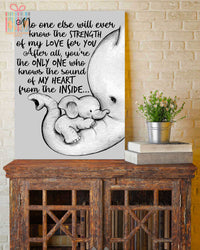 Thumbnail for Custom Canvas Art Baby Elephant No One Else Will Ever Know the Strength of My Love Wall Art