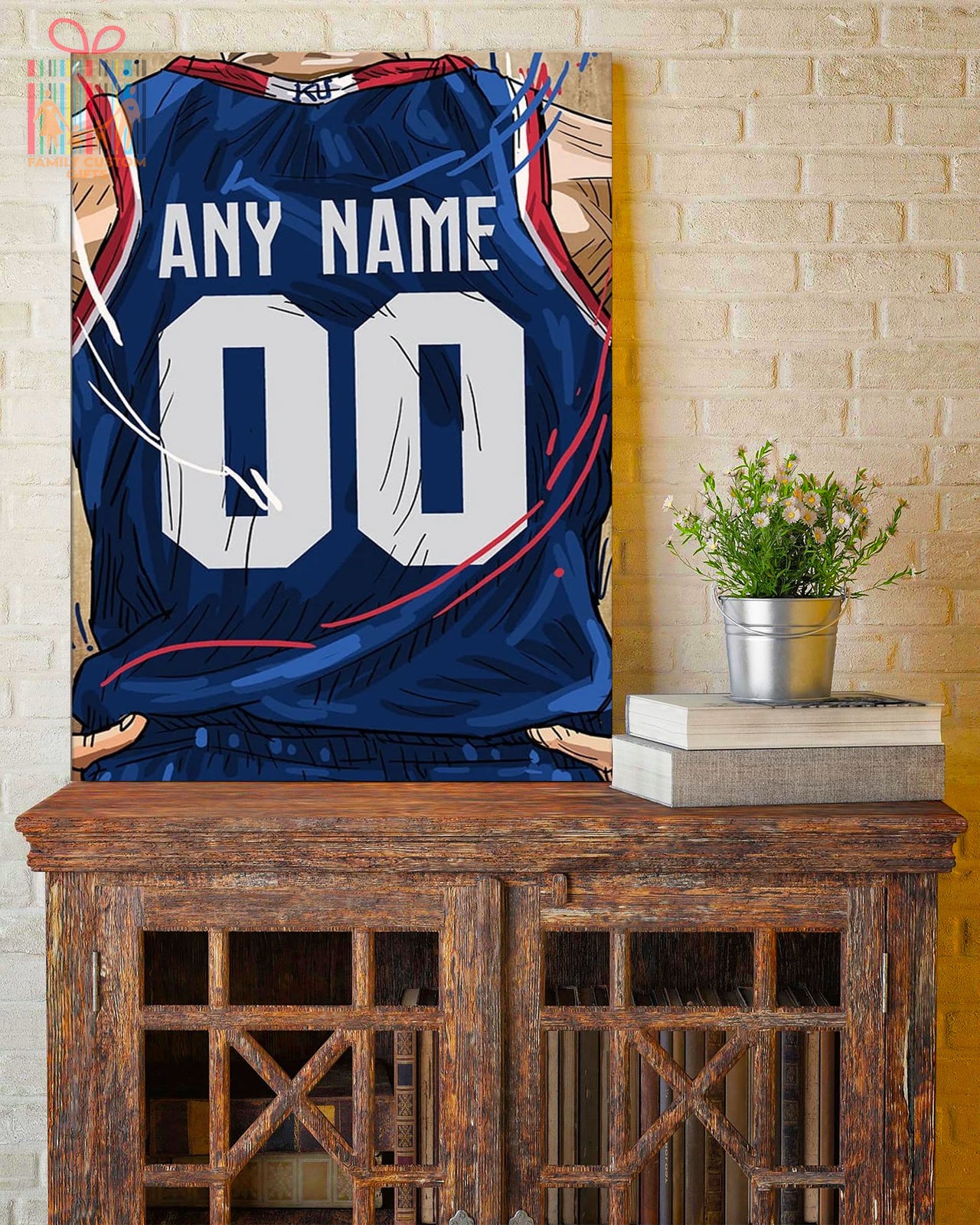 Kansas Jayhawks Jersey Custom Canvas Print Wall Art for Boy Girl Men Women Basketball Personalized Canvas Art