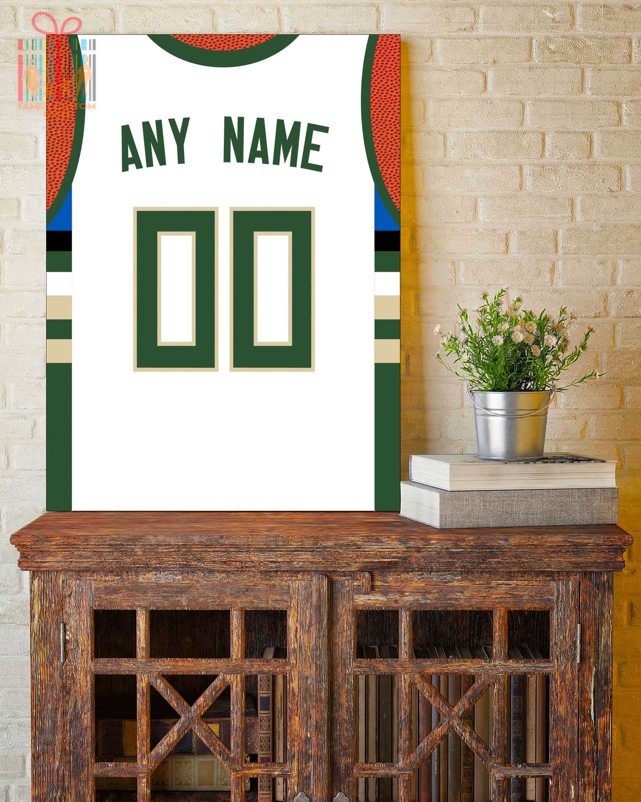 Milwaukee Jersey Custom Canvas Print Wall Art for Boy Girl Men Women Basketball Personalized Canvas Art