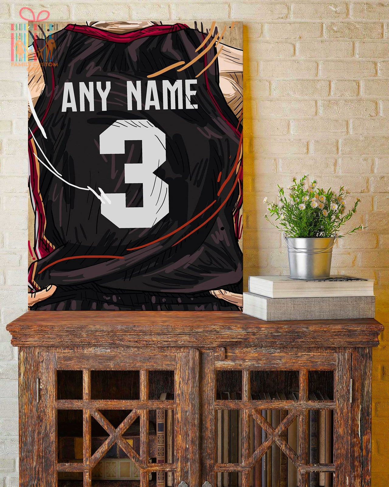 Miami Heat Jersey Custom Canvas Print Wall Art for Boy Girl Men Women Basketball Personalized Canvas Art