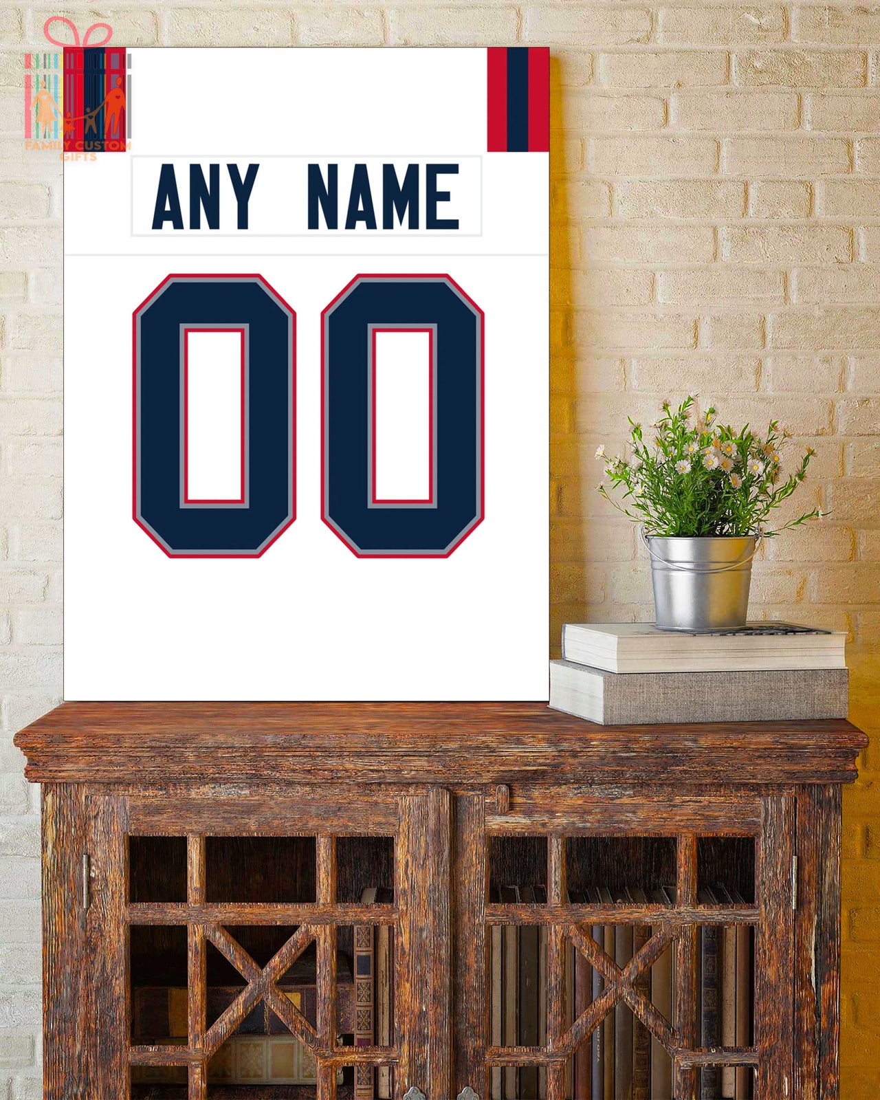 New England Jersey Custom Canvas Print Wall Art for Boy Girl Men Women Football Personalized Canvas Art