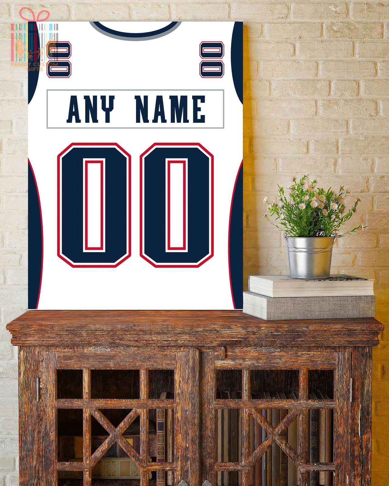 New England Jersey Custom Canvas Print Wall Art for Boy Girl Men Women Football Personalized Canvas Art