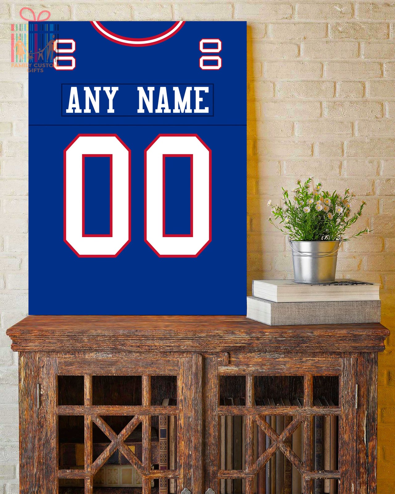 New York Jersey Custom Canvas Print Wall Art for Boy Girl Men Women Football Personalized Canvas Art