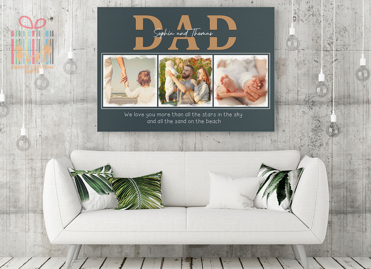 Custom Canvas Print Wall Art  Daddy Daughter Stepped Up Dad Canvas Art - Personalized Father Day Photo Gift Canvas