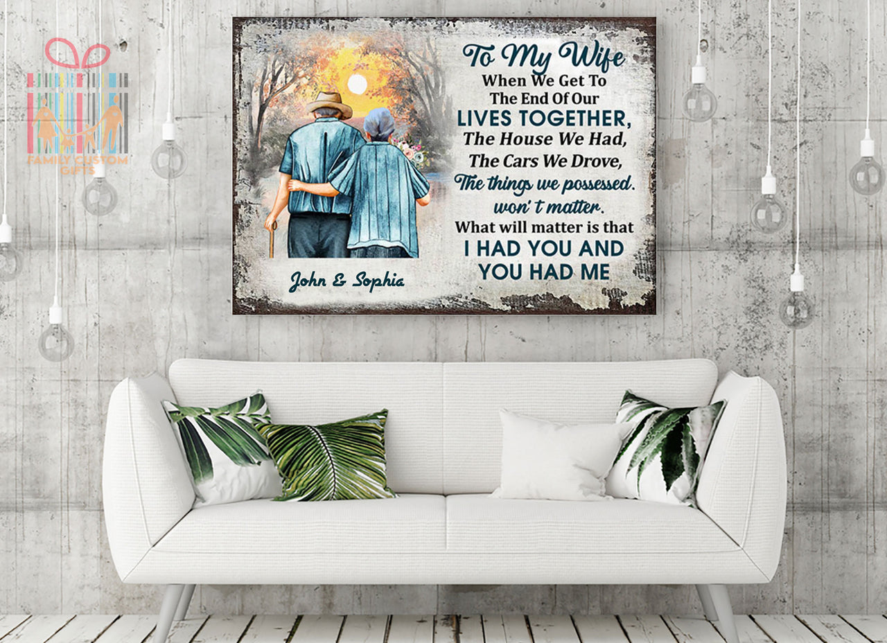 Custom Canvas Art Family Old Couple To My Wife When We Get Personalized Wall Art for Wife