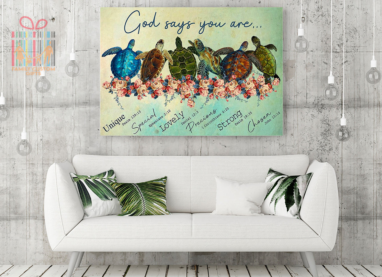 Custom Canvas Print Wall Art God Says You Are Turtle Canvas Art - Matte Canvas (1.25")