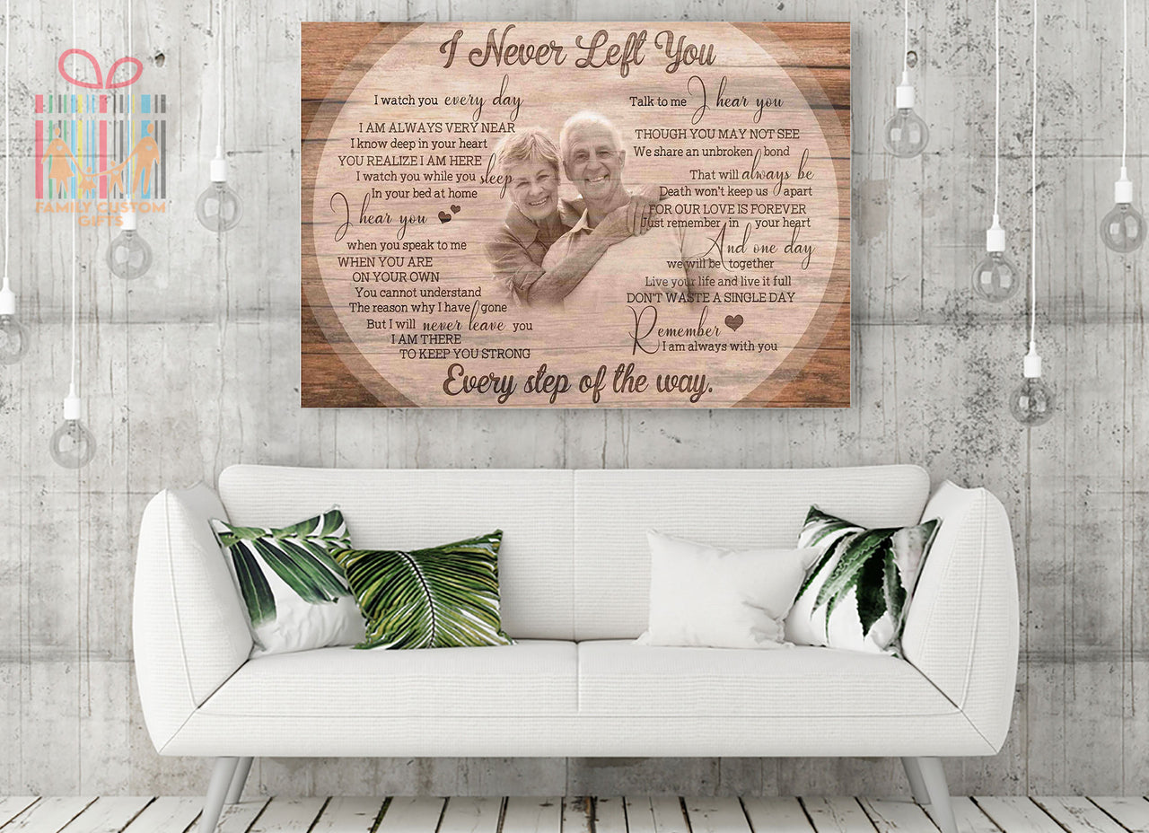 Custom Canvas Print Wall Art I Never Left You - Personalized Photo Memorial Canvas - Gift for Her & Him
