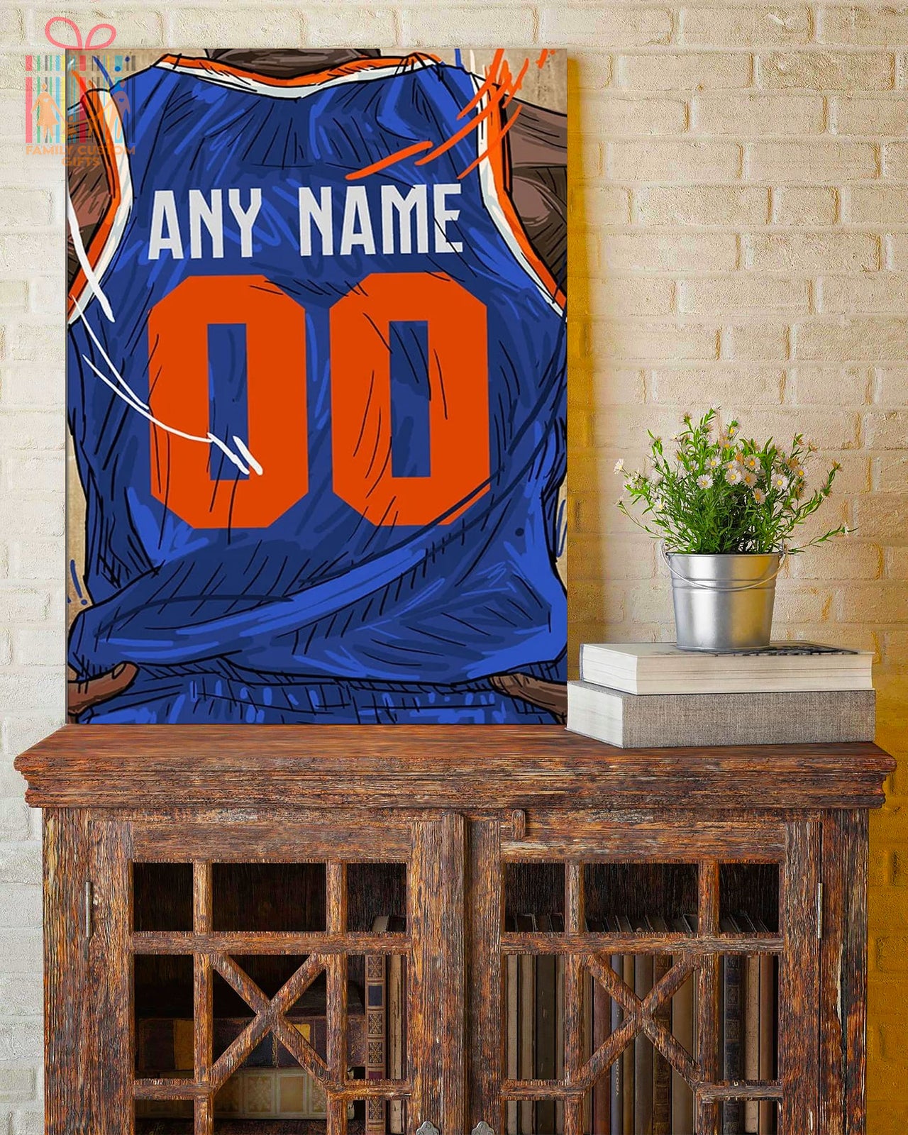 New York Knicks Jersey Custom Canvas Print Wall Art for Boy Girl Men Women Basketball Personalized Canvas Art