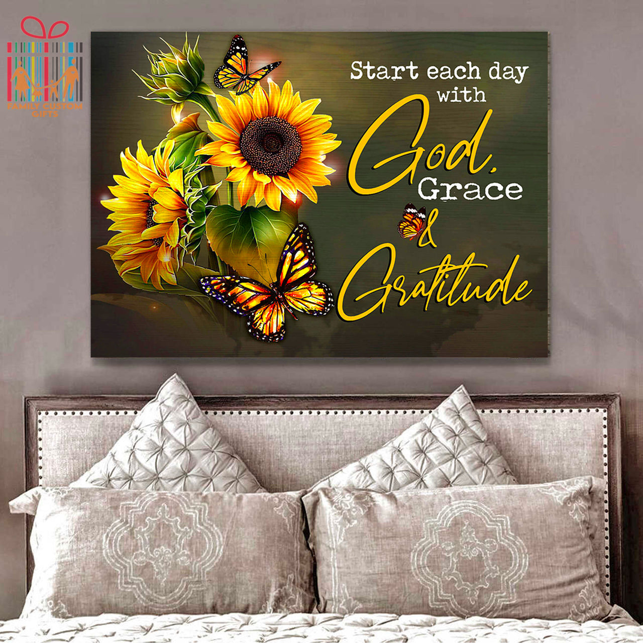 Custom Canvas Print Wall Art Butterfly God, Grace and Gratitude Canvas Art - Matte Canvas (1.25")