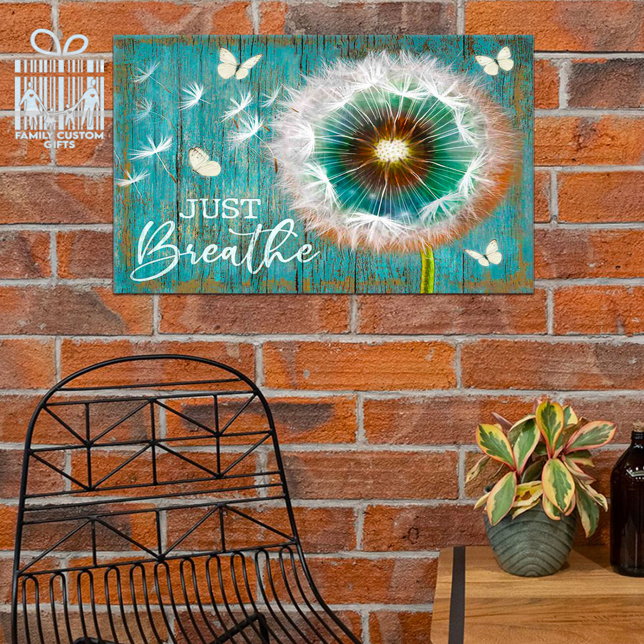 Custom Canvas Print Wall Art Dandelion and Butterfly Just Breathe Canvas Art - Matte Canvas (1.25")