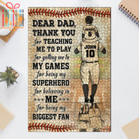 Thumbnail for Custom Jigsaw Puzzle for Kids Adults Dear Dad Thank You For Teaching Me To Play Baseball Personalized Puzzle