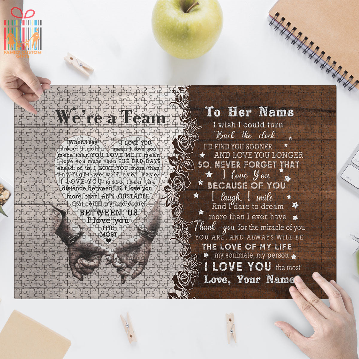 Custom Jigsaw Puzzle for Adults We're A Team Personalized Puzzle for Couple