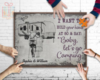 Thumbnail for Custom Jigsaw Puzzle for Adults I Want to Hold Your Hand at 80 and Say Let's Go Camping Personalized Puzzle