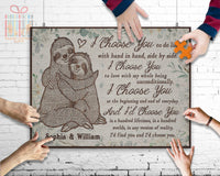 Thumbnail for Custom Jigsaw Puzzle for Kids Adults Sloth Couple I Choose You Personalized Puzzle for Couple