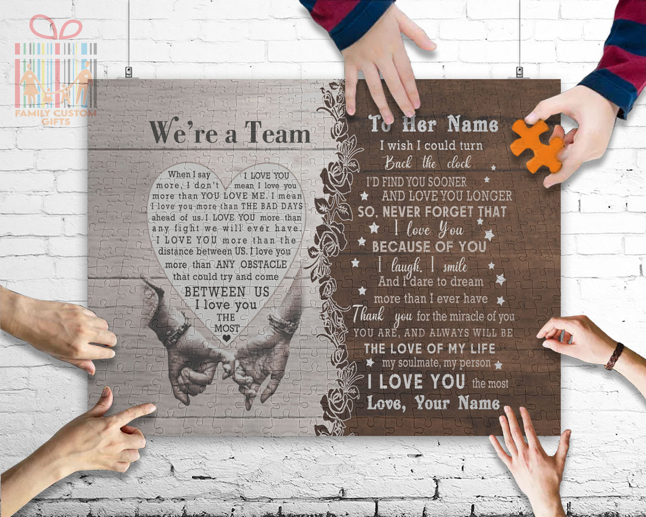 Custom Jigsaw Puzzle for Adults We're A Team Personalized Puzzle for Couple