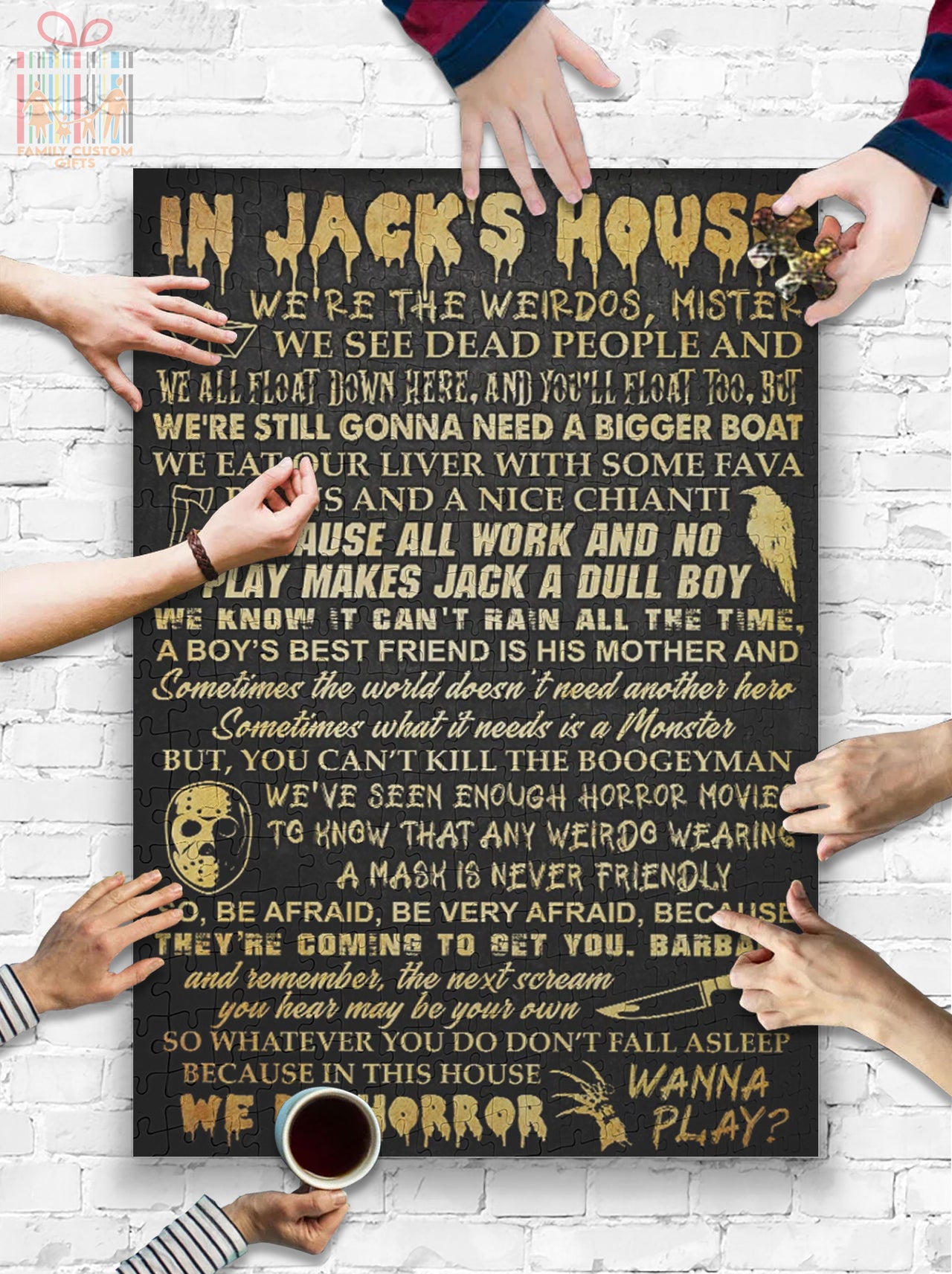Custom Jigsaw Puzzle for Kids Adults Horror Movies in This House We Love Family Personalized Puzzle