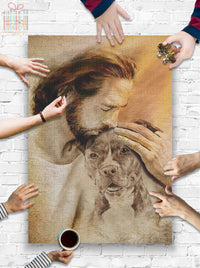 Thumbnail for Custom Jigsaw Puzzle for Kids Adults Jesus Christ and Pitbull Religious and Spiritual Personalized Puzzle