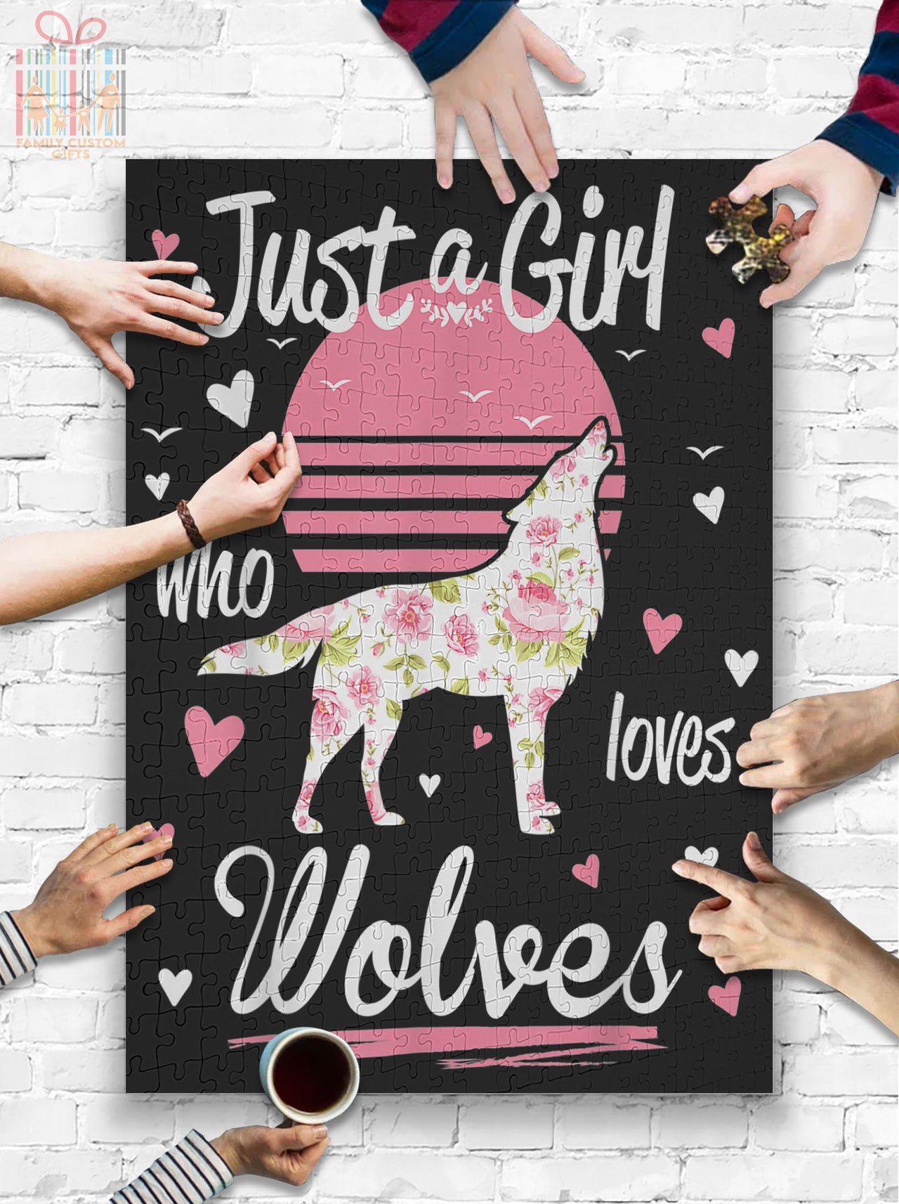Custom Jigsaw Puzzle for Kids Adults Just A Girl Who Loves Wolves Personalized Puzzle for Girls Women