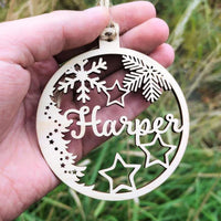 Thumbnail for Customized Wooden Snowflake Ball with Personalized Names - Christmas Bauble for Home Decor - Unique Xmas Gift Decoration