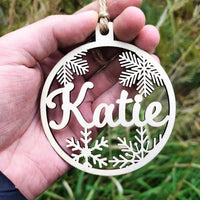 Thumbnail for Customized Wooden Snowflake Ball with Personalized Names - Christmas Bauble for Home Decor - Unique Xmas Gift Decoration