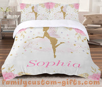 Thumbnail for Custom Quilt Sets Pink Fairy Girl Floral Premium Quilt Bedding for Boys Girls Men Women