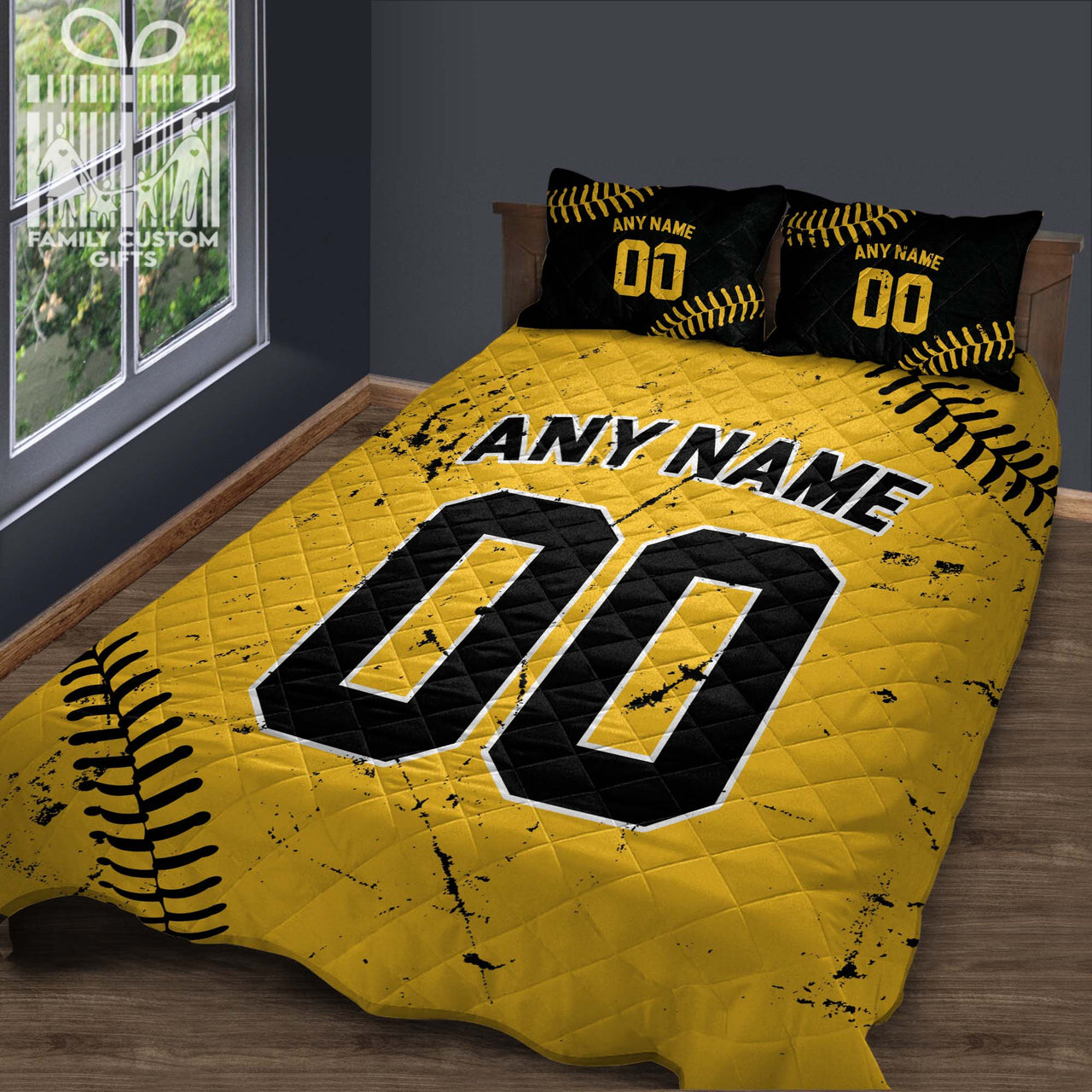 Custom Quilt Sets Pittsburgh Jersey Personalized Baseball Premium Quilt Bedding for Men Women