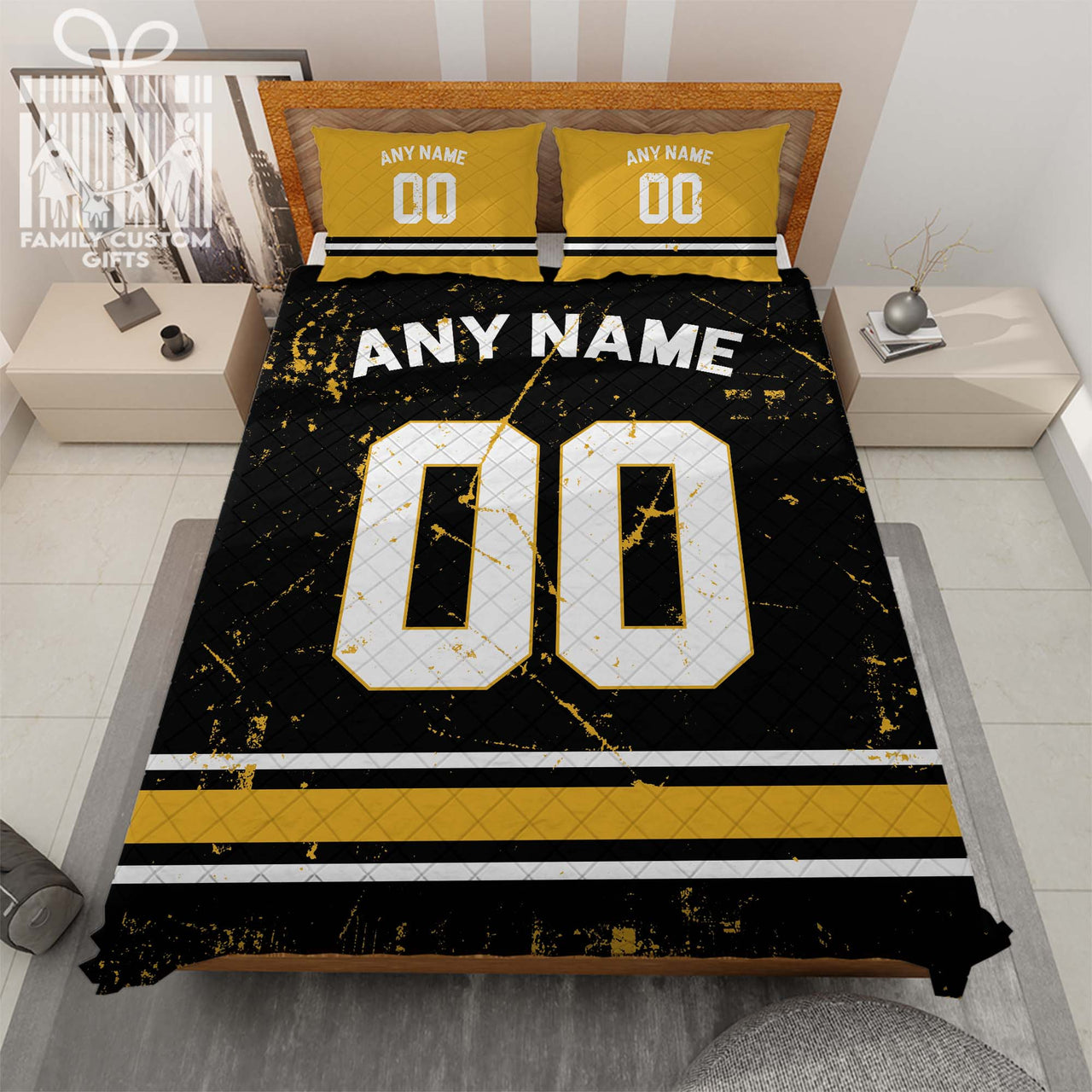 Custom Quilt Sets Pittsburgh Jersey Personalized Football Premium Quilt Bedding for Men Women
