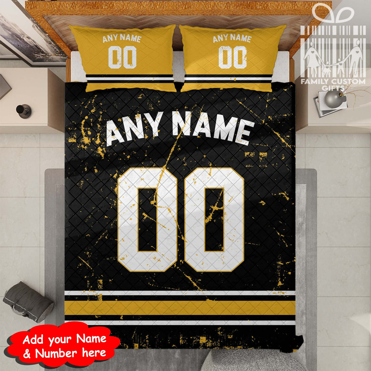 Custom Quilt Sets Pittsburgh Jersey Personalized Football Premium Quilt Bedding for Men Women