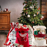 Thumbnail for Drawstring Santa Sacks: Large Christmas Gift Bags for Candy & Cookie Storage - Trendy Xmas Tree Ornament and Festive Decor